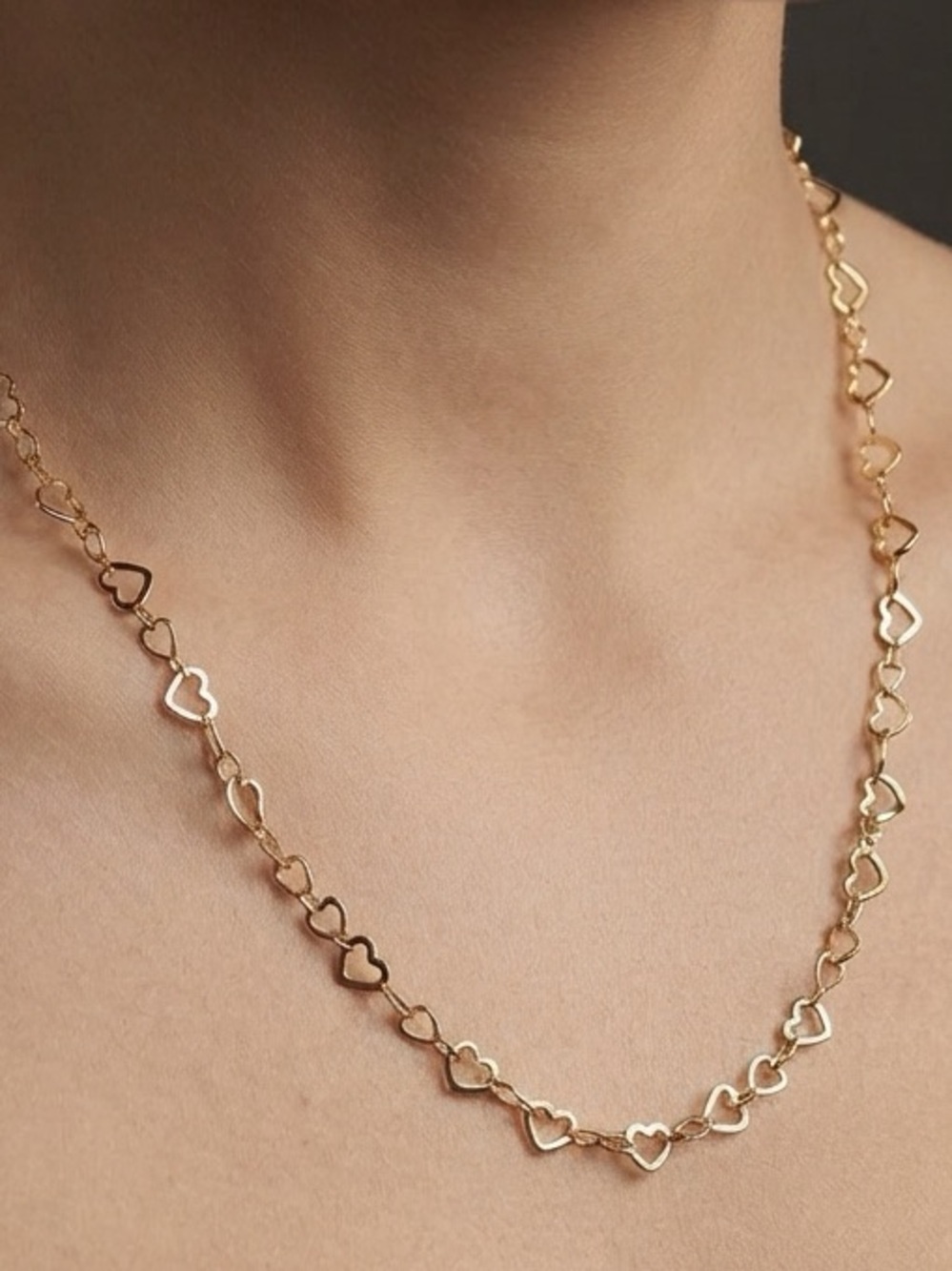 14K Gold Plated Linked Hearts Collier Necklace Pandora Style Dainty Trendy